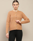 Madame Cable Knit Round Neck Rosewood Cardigan