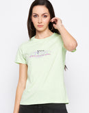 Madame Neon Green Typography Regular Fit Tshirt