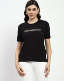 Madame Bridgerton Crystal Embellished Black T-Shirt