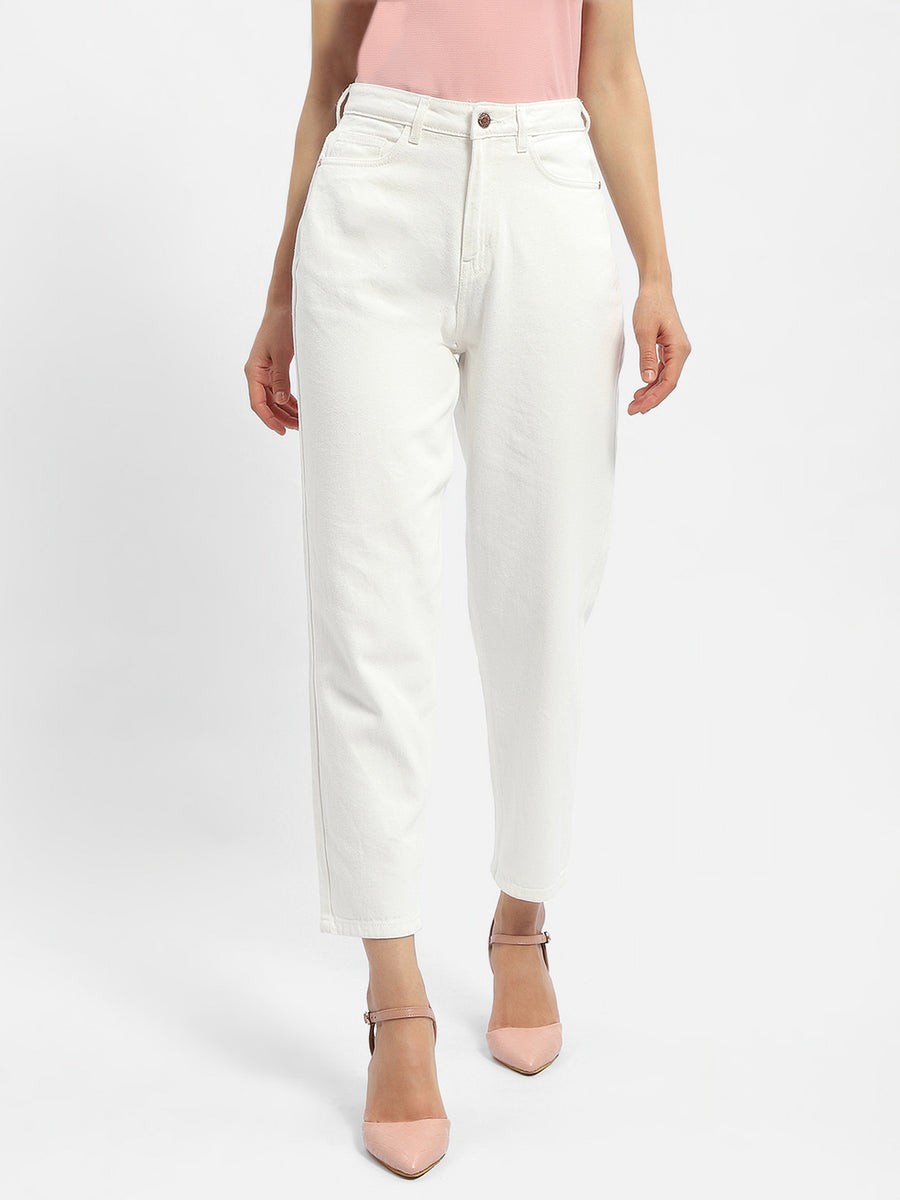 Madame Solid White Mom Fit Jeans