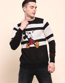 Camla Barcelona Striped Disney Printed Black Sweater