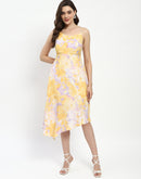 Madame Mustard Fit And Flare Cotton Blend Midi Dress