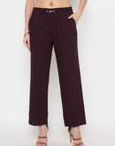 Madame Belted Straight Fit Wine Trousers