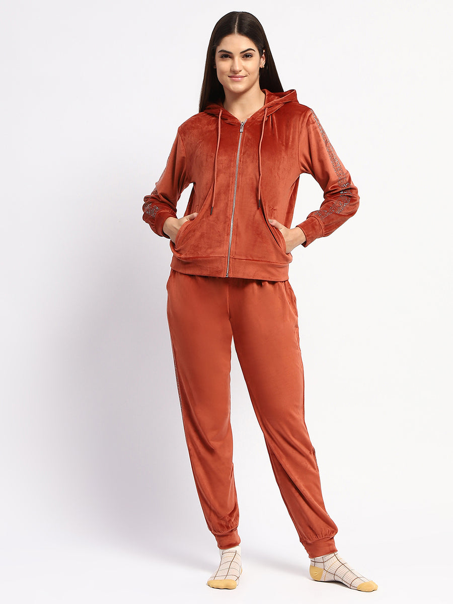 mSECRET Zipped Rust Top and Bottom Night Suit