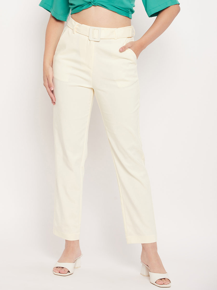 Koton Trousers and Pants  Buy Koton Mid Waist Off White Trousers Online   Nykaa Fashion