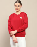 Madame Fleece Patched Maroon Sweatshirt