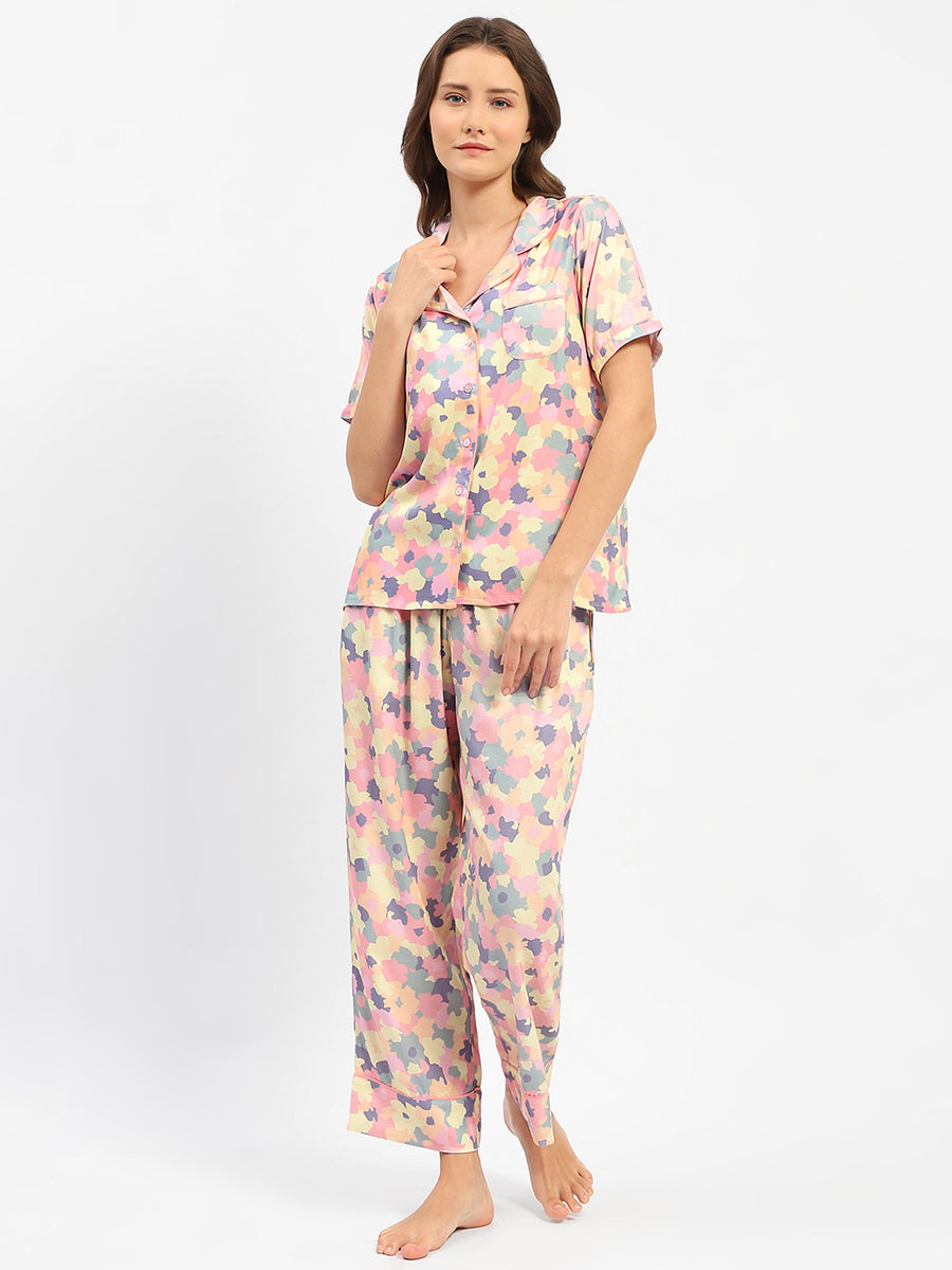 mSECRET Pink Printed 2 Piece Nightsuit