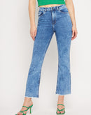 Camla Barcelona Distressed Hem Indigo Blue Slit Jeans