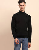 Camla Barcelona High Neck Solid Black Sweater