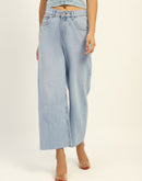 Madame Mid Rise Solid Ice Blue Denim