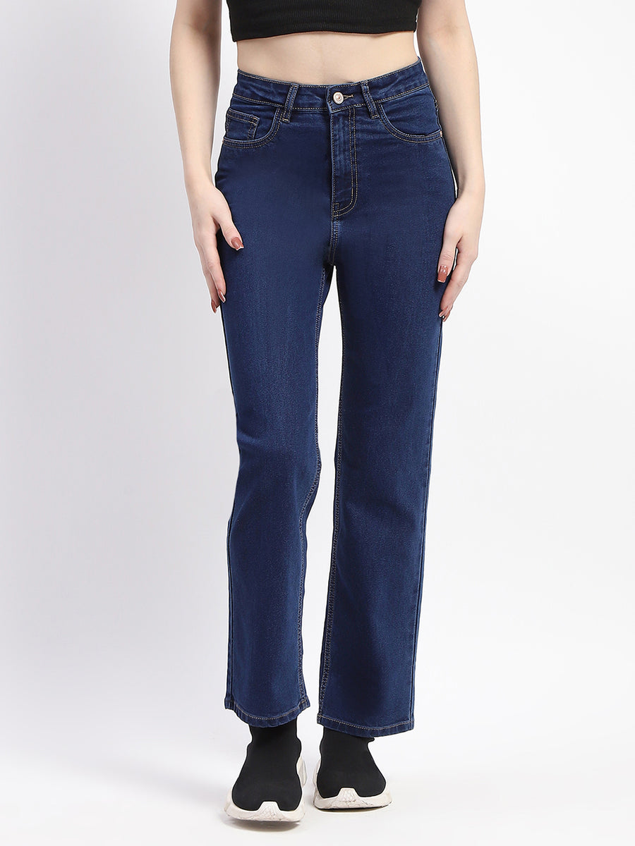 Madame Straight-Fit Dark Blue Cotton Jeans