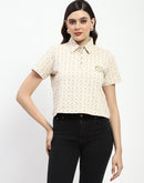 Madame Bridgerton Beige Cotton Polo Top