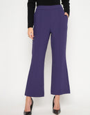 Madame Pleated Flared Purple Trousers