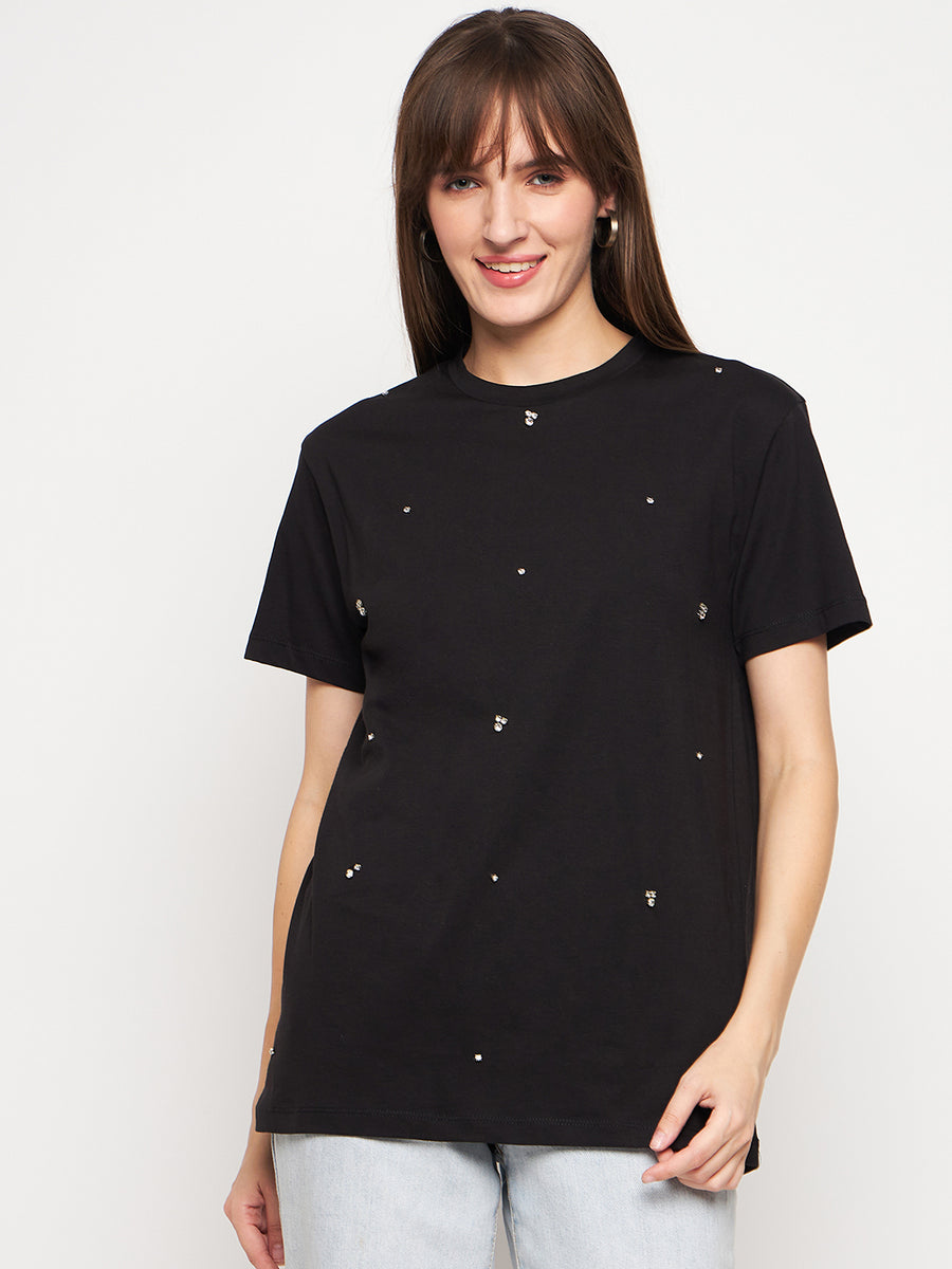 Madame Black Round Neck Top