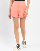 Madame Thigh High Folded Hem Peach Shorts