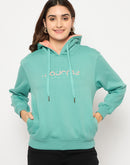 Madame Branding Print And Handwork Seafoam Hooded Sweatshirt