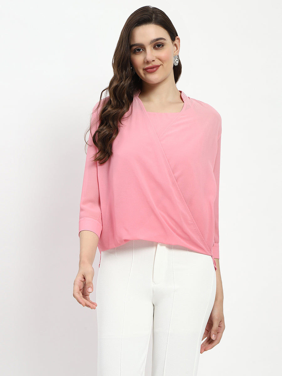 Madame Pink Embellished Wrap Top