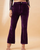 Madame Purple Flared Velvet Trousers