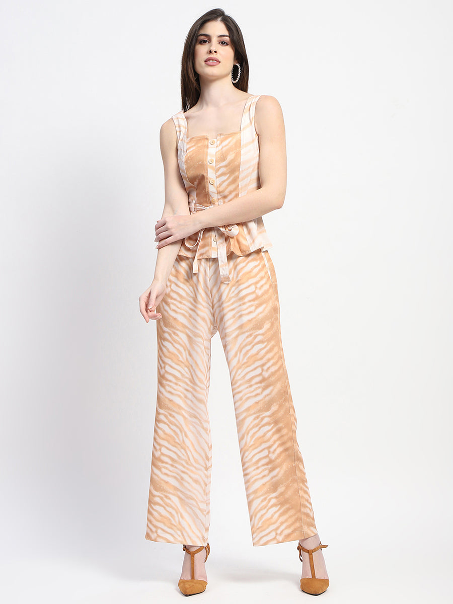 Madame  Zebra Print Tan Two-Piece Set