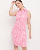 Madame Pink Check Print Polo Dress