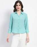 Madame Button-Down Collared Jade Green Shirt