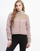 Madame Beige High Neck Quilted Puffer Jacket