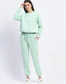 mSECRET Cotton Blend Textured Top and Bottom Green Night Suit