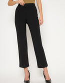 Madame Rayon Blend Pleated Straight Fit Black Jeggings