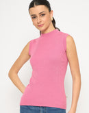 Madame Mock Neck Sleeveless Pink Skeeve