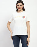 Madame Bridgerton Embossed Graphics White Cotton T-Shirt