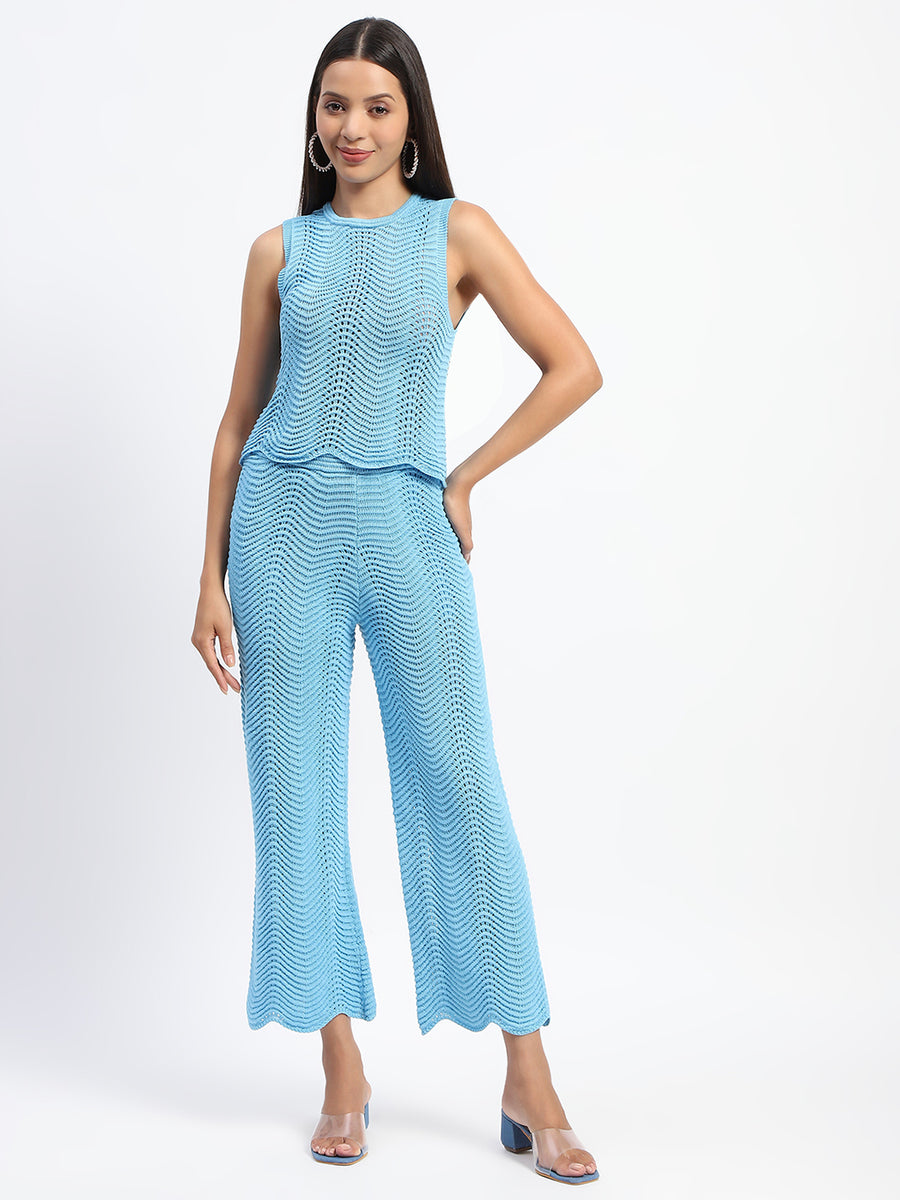 Madame Cotton Crochet Blue Two-Piece Set