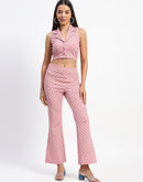 Madame Geometric Print Lapel Notch Peach Co-Ord Set