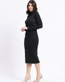 Madame Black Round Neck Dress and Shrug Ensemble