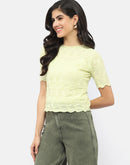 Madame Lettuce Hem Lime Green Crinkled Top