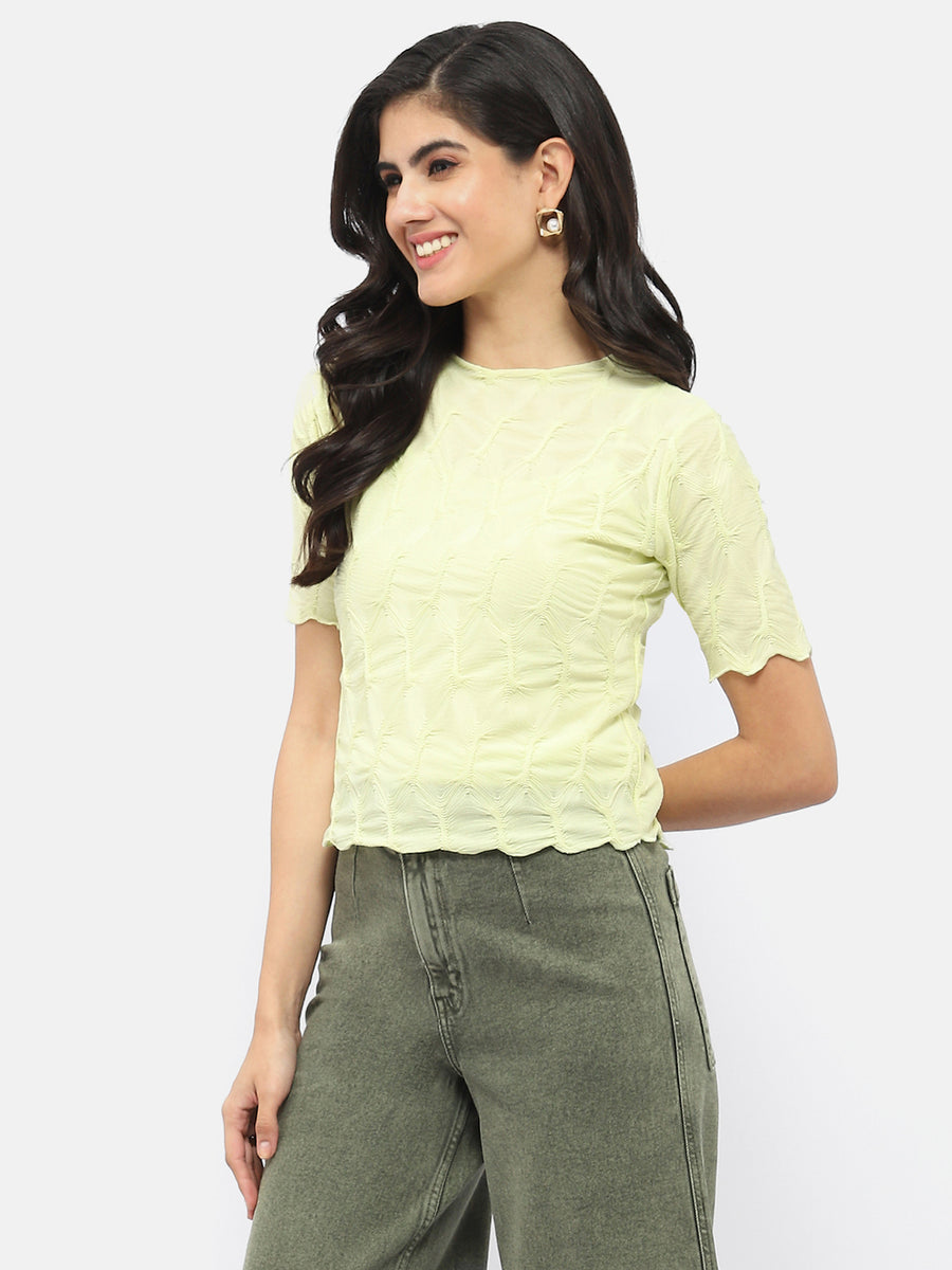 Madame Lettuce Hem Lime Green Crinkled Top