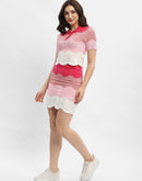 Madame Colourblocked Hot Pink Two-Piece Crochet Co-Ord Set