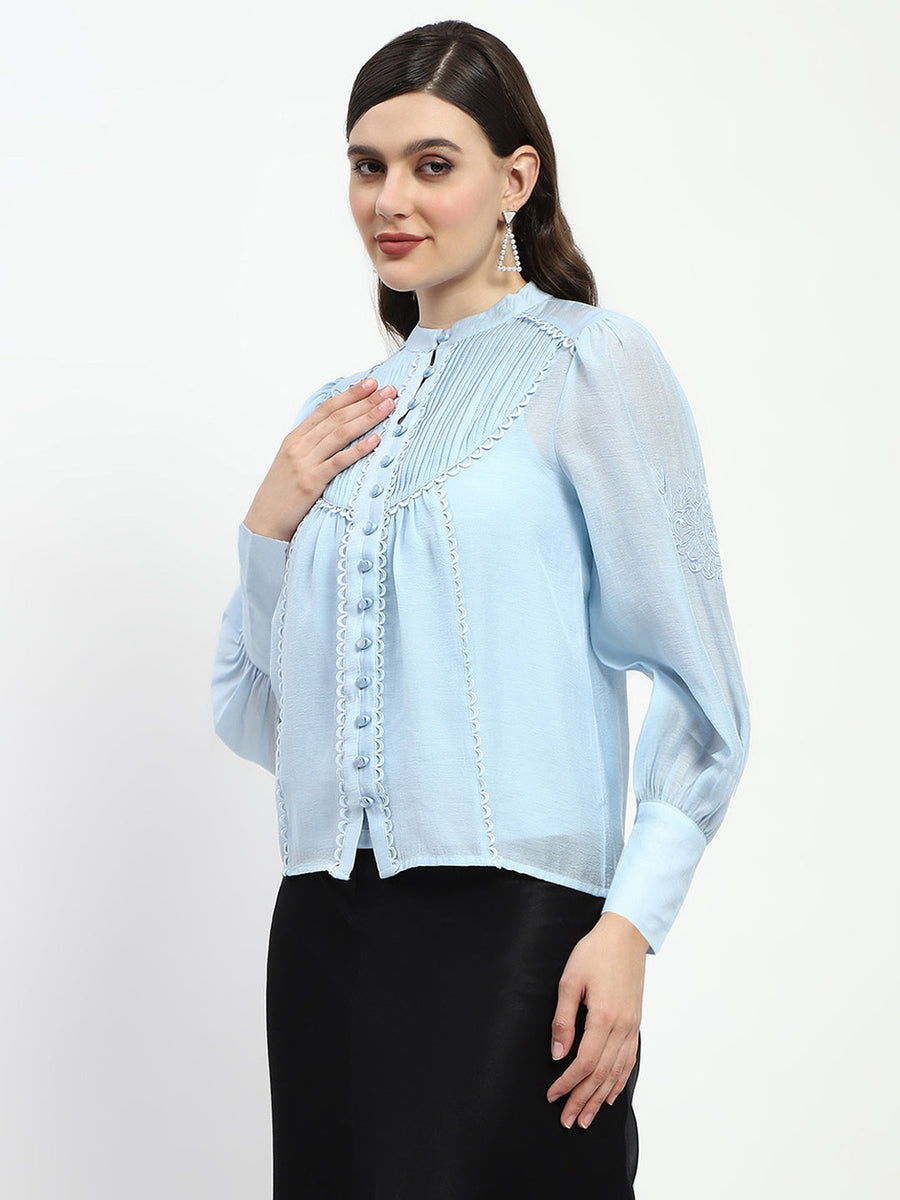 Madame Bridgerton Lacework Sky Blue Nylon Shirt