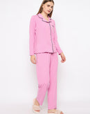 mSECRET Open Front Contrast Bonning Pink Night Suit