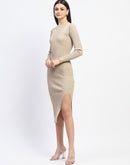 Madame Solid Brown Bodycon Dress