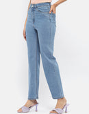 Madame Solid Light Blue Wide Leg Jeans