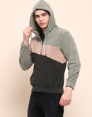 Camla Barcelona Color Blocked Olive Green Zipper Sweatshirt