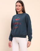 Camla Barcelona Cotton Disney Printed Teal Sweatshirt