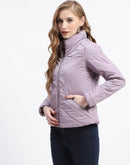 Madame Quilted High Neck Mauve Puffer Jacket