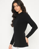 Madame Mock Neck Solid Acrylic Black Skeeve