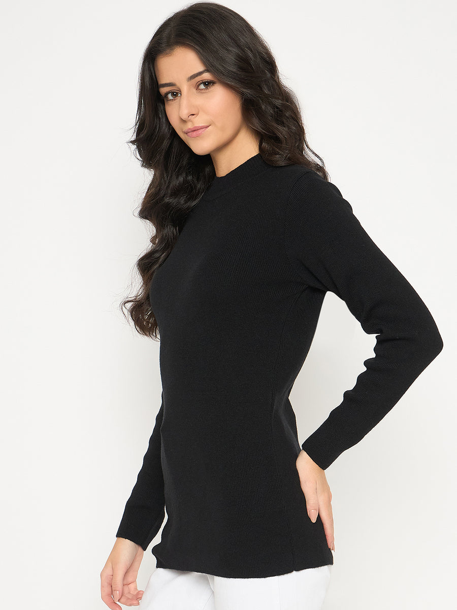 Madame Mock Neck Solid Acrylic Black Skeeve