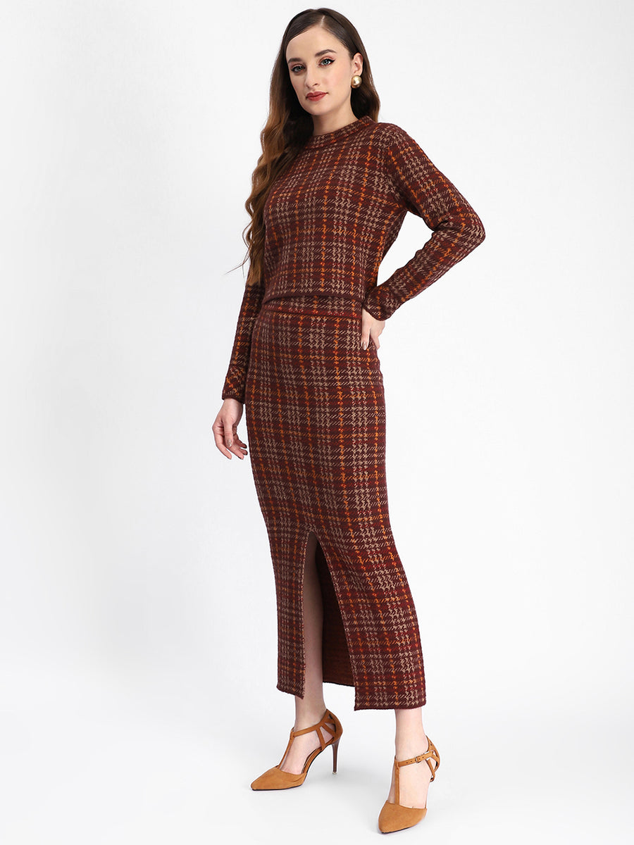 Madame Rust Plaid Skirt and Sweater Co-ord Set