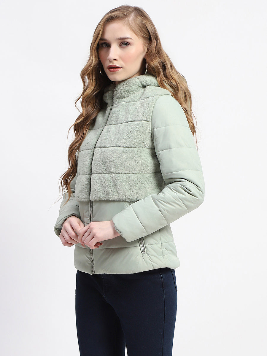 Madame Dual-Textured Mint Puffer Jacket