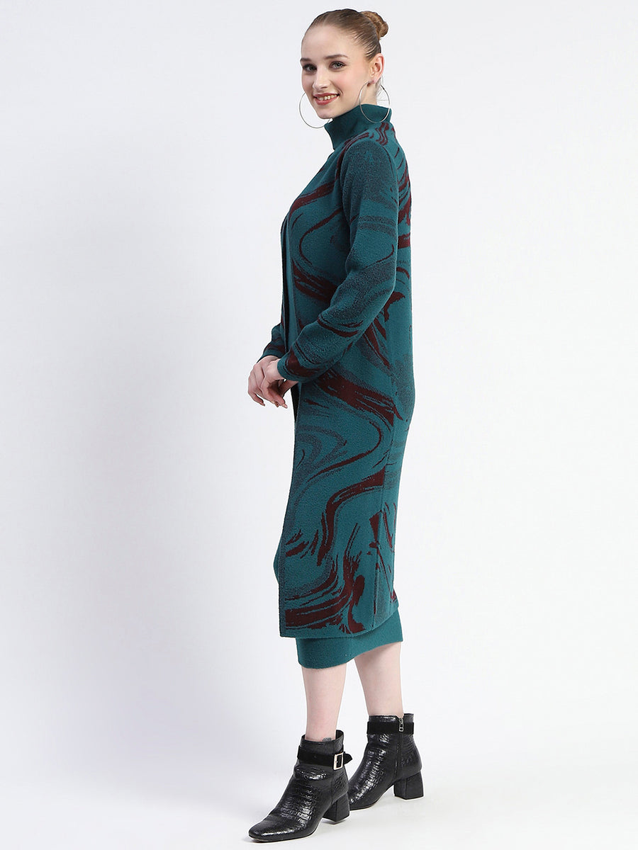 Madame Aqua Abstract Print Shrug and Dress Co-ord Set