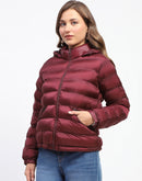 Madame Quilted Cotton Maroon Puffer Jacket