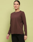 Madame Embossed Cotton Blend Coffee Brown Top